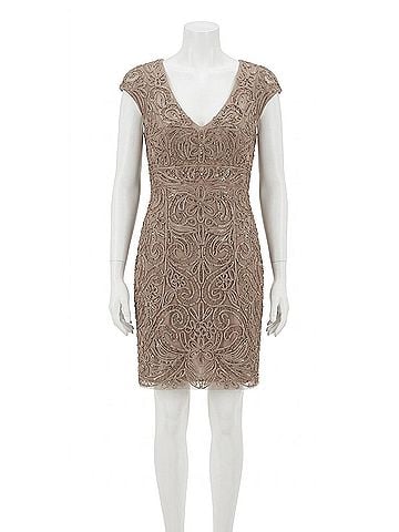 Sue Wong Women's Short Dress in Taupe (view 1)