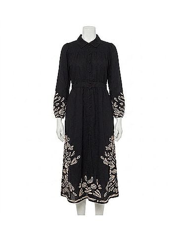 Cleobella Elyse Midi Dress in Black/Ivory (view 1)