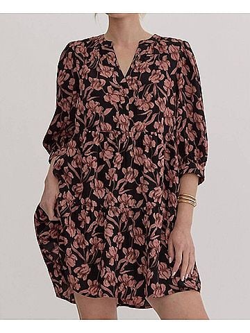 Entro Wild Rosette Floral Mini Dress in Pink / Black (view 2)