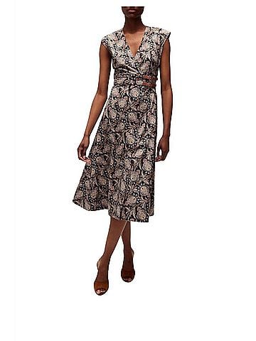 Veronica Beard Nilsen Midi Dress in Black Multi (view 2)