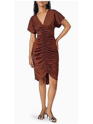 Steve Madden Aimee Faux Suede Dress in Dark Fig (view 2)