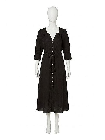 Cleobella Paria Midi Dress in Black Ivory (view 1)