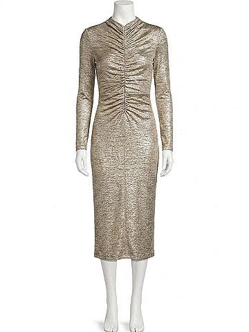Fifteen Twenty Ruched Selena Midi Dress in Gold Dust (view 1)