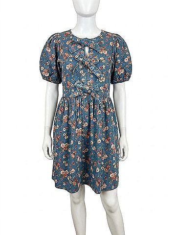Easel Denim Floral Dress in Blue (view 1)