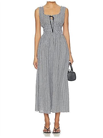 Rails Jordie Maxi Dress in Gingham Black (view 2)