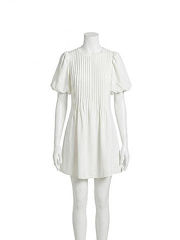 TCEC Pleated A-Line Dress in White (view 1)
