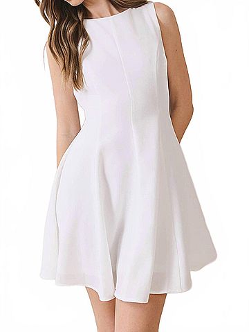 TCEC Solid Sleeveless Mini Dress in White (view 2)