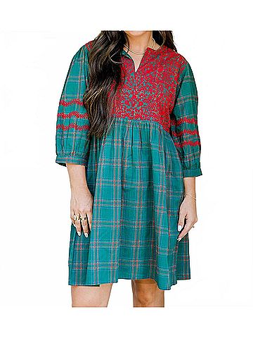Layers Clothing Helen Mini Dress in Green Plaid (view 2)