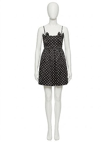 Ganni Printed Double Satin Mini Strap Dress in Black (view 1)