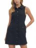 Entro Solid Black Button Front Mini Dress in Black Size L - photo 2