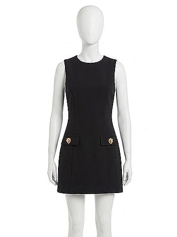 TCEC Sleeveless Mini Dress With Gold Flower Detail in Black (view 1)