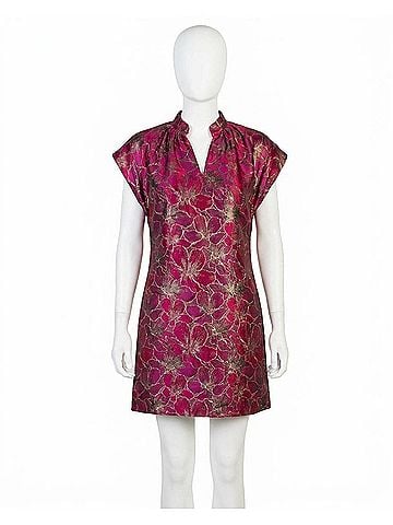 THML Cassandra Floral Brocade Dress in Purple/ Pink (view 1)