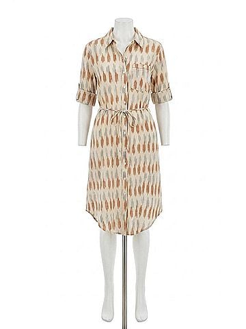 Lilla P Ikat Shirt Dress in Carob (view 1)