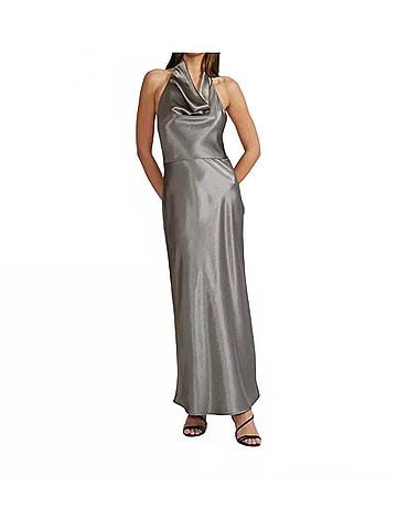 Lucy Paris Debbie Halter Dress in Pewter (view 2)