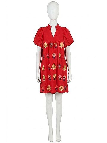 Umgee Zinnia Dress in Tomato Red (view 1)