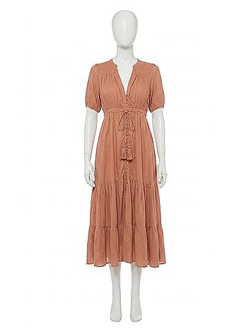 Elan Short Sleeve Midi Dress in Dusty Pink (view 1)