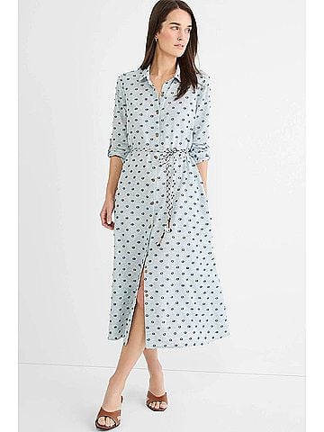 Nic + Zoe Clipped Dot Liana Shirt Dress in Blue Multi (view 2)