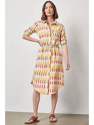 Lilla P Short Sleeve Shirt Dress in Taffy Ikat (view 2)
