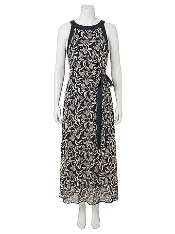 Nic + Zoe Floral Burnout Becca Dress in Indigo Multi (view 1)