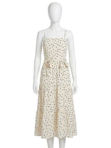 She + Sky Dotty Darling Midi Dress in White/Black (view 1)