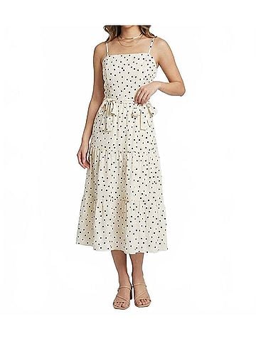 She + Sky Dotty Darling Midi Dress in White/Black (view 2)