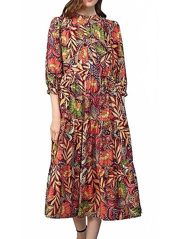 Fate The Jubilee 3/4 Sleeve Midi Dress in Multi (view 2)