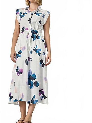 Lilla P Gusset Sleeve Maxi Dress in Orchid Print (view 2)