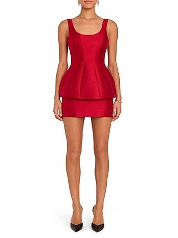 Amanda Uprichard Empire Mini Dress in Red (view 2)