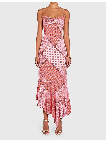Amanda Uprichard Kaysee Midi Dress in Pink Multi (view 2)