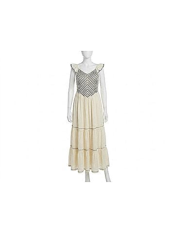 Easel Women's Smocked Tiered Midi Dress in Ivory (view 1)