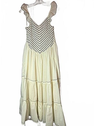 Easel Women's Smocked Tiered Midi Dress in Ivory (view 2)