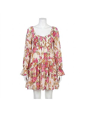 Flying Tomato Floral Print Mini Dress in Ivory (view 1)