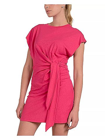 Elan Side Tie Mini Dress in Hot Pink (view 2)