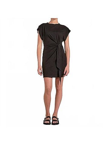 Elan Side Tie Mini Dress in Black (view 2)