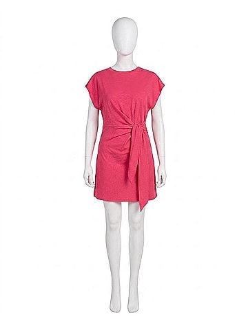 Elan Side Tie Mini Dress in Hot Pink (view 1)