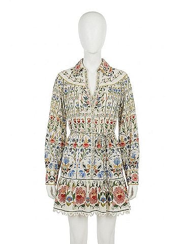 FARM Rio Stitched Garden Mini Dress in Stitched Garden Off-White (view 1)