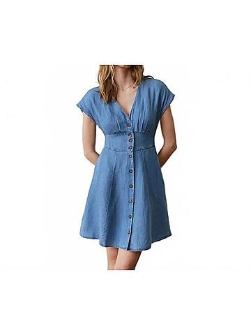Marine Layer Camila Mini Dress in Light Wash (view 2)