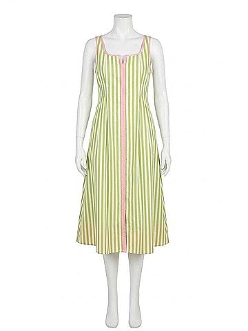 Entro Palm Beach Midi Dress in Green Stripe (view 1)