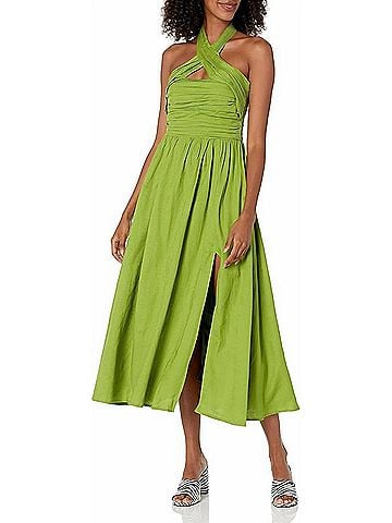 Astr Zaria Midi Dress in Avocado (view 2)
