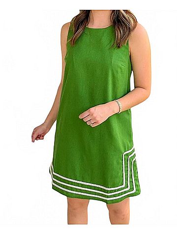 Entro Contrast Rope Trim Mini Dress in Matcha (view 2)