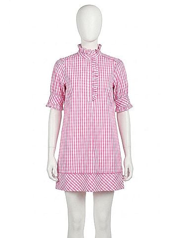Fate Camilla Ruffle Dress in Pink White (view 1)