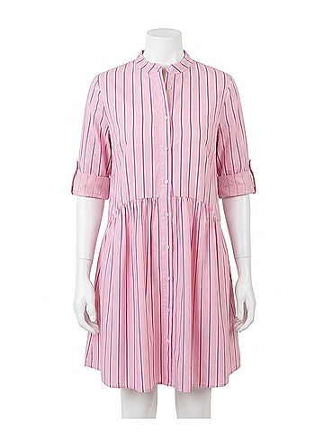 THML Striped Button Up Dress in Pink (view 1)