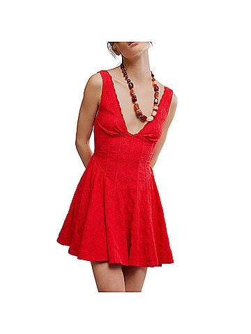 Free People Can't Help It Mini Dress in Red (view 2)