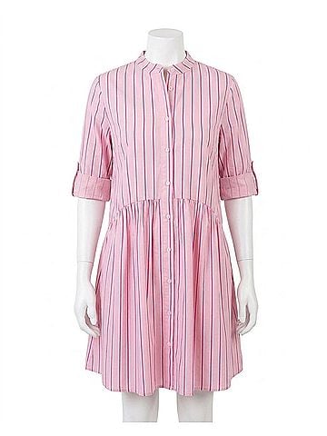 THML Striped Button Up Dress in Pink (view 1)