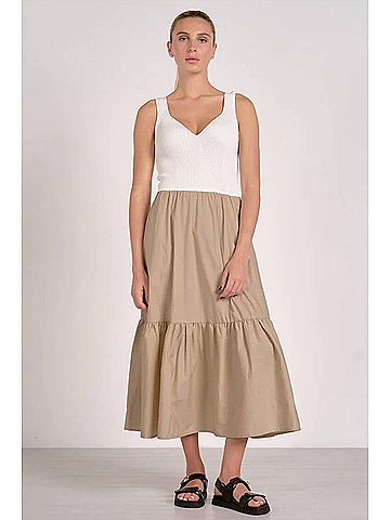 Elan Rhodes Sweater Knit Maxi Dress in White/Beige (view 2)