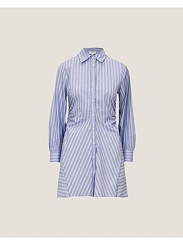 Lucy Paris Women's Morada Button Down Mini Dress in Blue Stripe (view 2)
