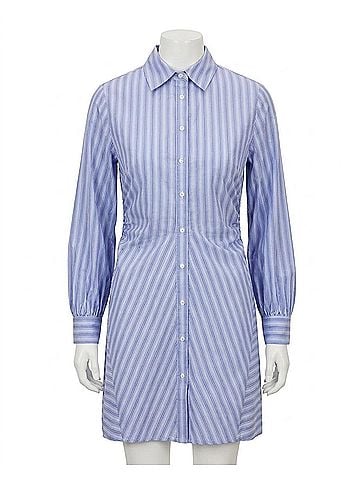 Lucy Paris Women's Morada Button Down Mini Dress in Blue Stripe (view 1)