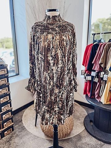 THML Women's Printed Smock Dress in Brown (view 2)