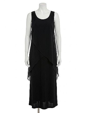 Angel Sequin Layered Maxi Dress in Black (view 1)