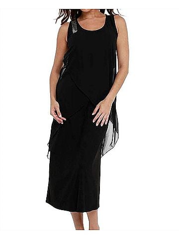 Angel Sequin Layered Maxi Dress in Black (view 2)